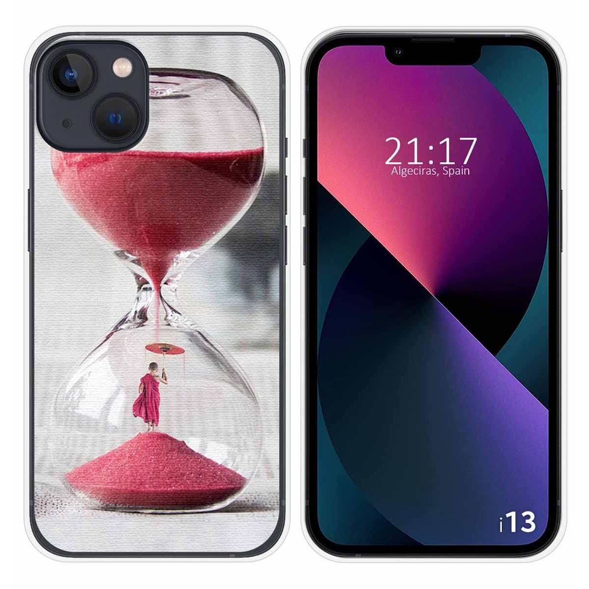 Funda Silicona compatible con iPhone 13 (6.1) diseño Reloj Dibujos