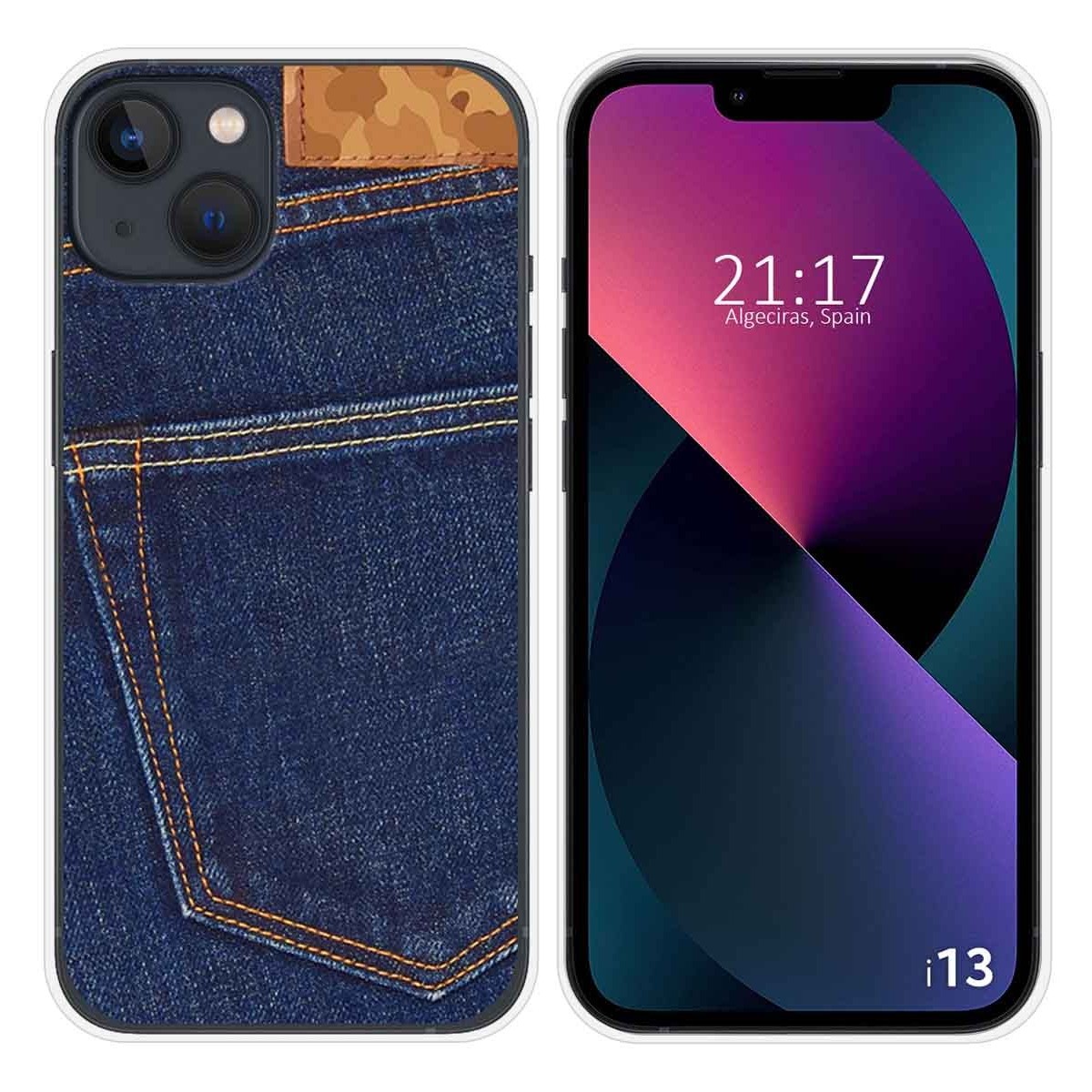 Funda Silicona compatible con iPhone 13 (6.1) diseño Vaquero Dibujos