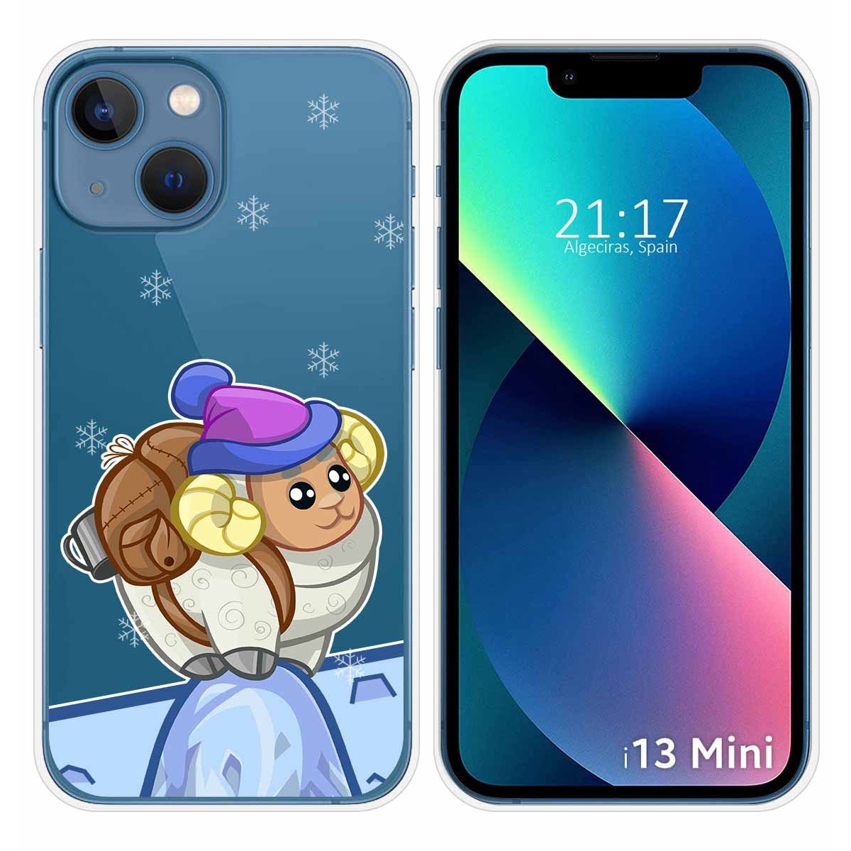 Funda Silicona Transparente compatible con iPhone 13 Mini (5.4) diseño Cabra Dibujos