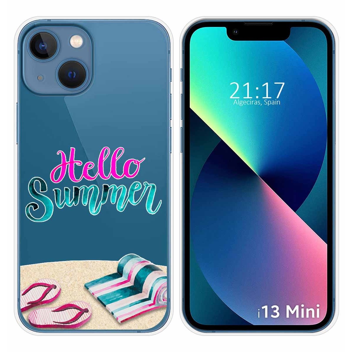 Funda Silicona Transparente compatible con iPhone 13 Mini (5.4) diseño Summer Dibujos