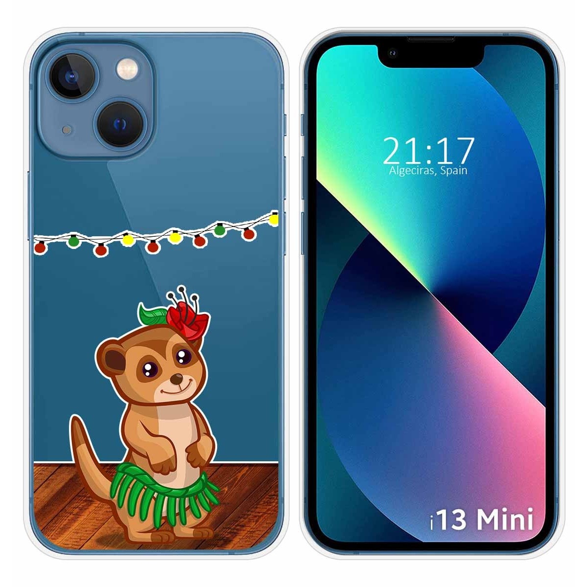 Funda Silicona Transparente compatible con iPhone 13 Mini (5.4) diseño Suricata Dibujos