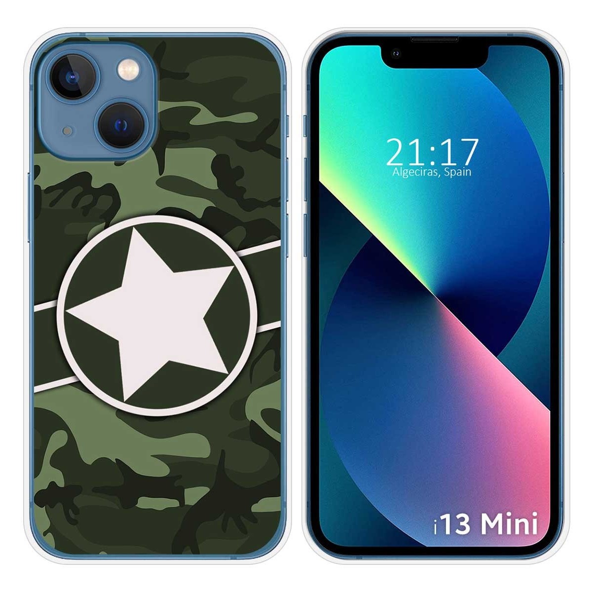 Funda Silicona compatible con iPhone 13 Mini (5.4) diseño Camuflaje 01 Dibujos