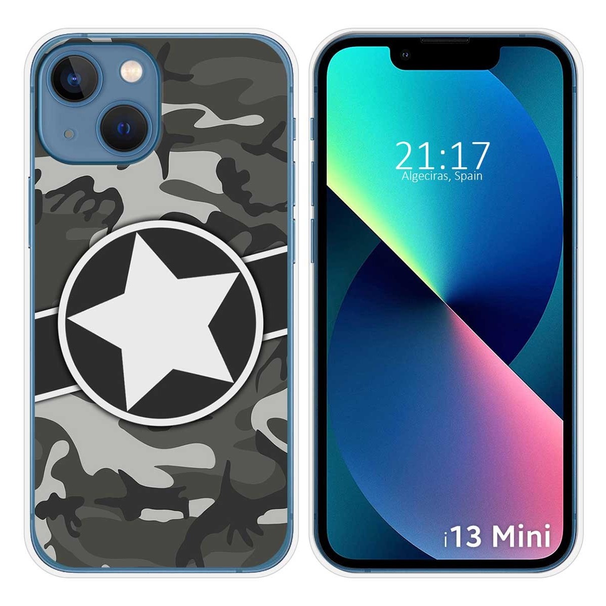 Funda Silicona compatible con iPhone 13 Mini (5.4) diseño Camuflaje 02 Dibujos