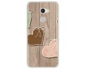 Funda Gel Tpu para Alcatel A3 (4G) Diseño Corazones Madera Dibujos