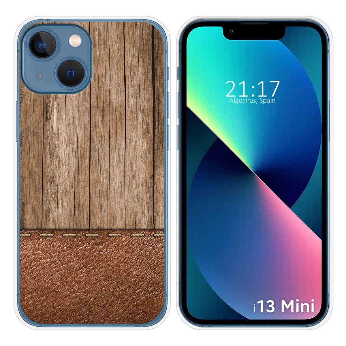 Funda Silicona compatible con iPhone 13 Mini (5.4) diseño Madera 09 Dibujos