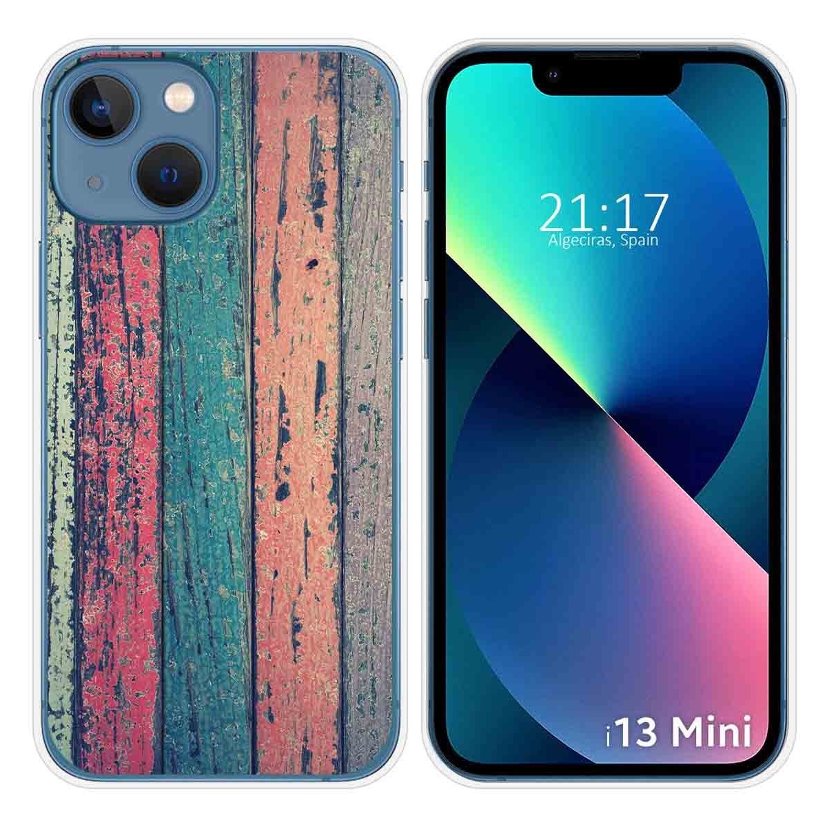 Funda Silicona compatible con iPhone 13 Mini (5.4) diseño Madera 10 Dibujos