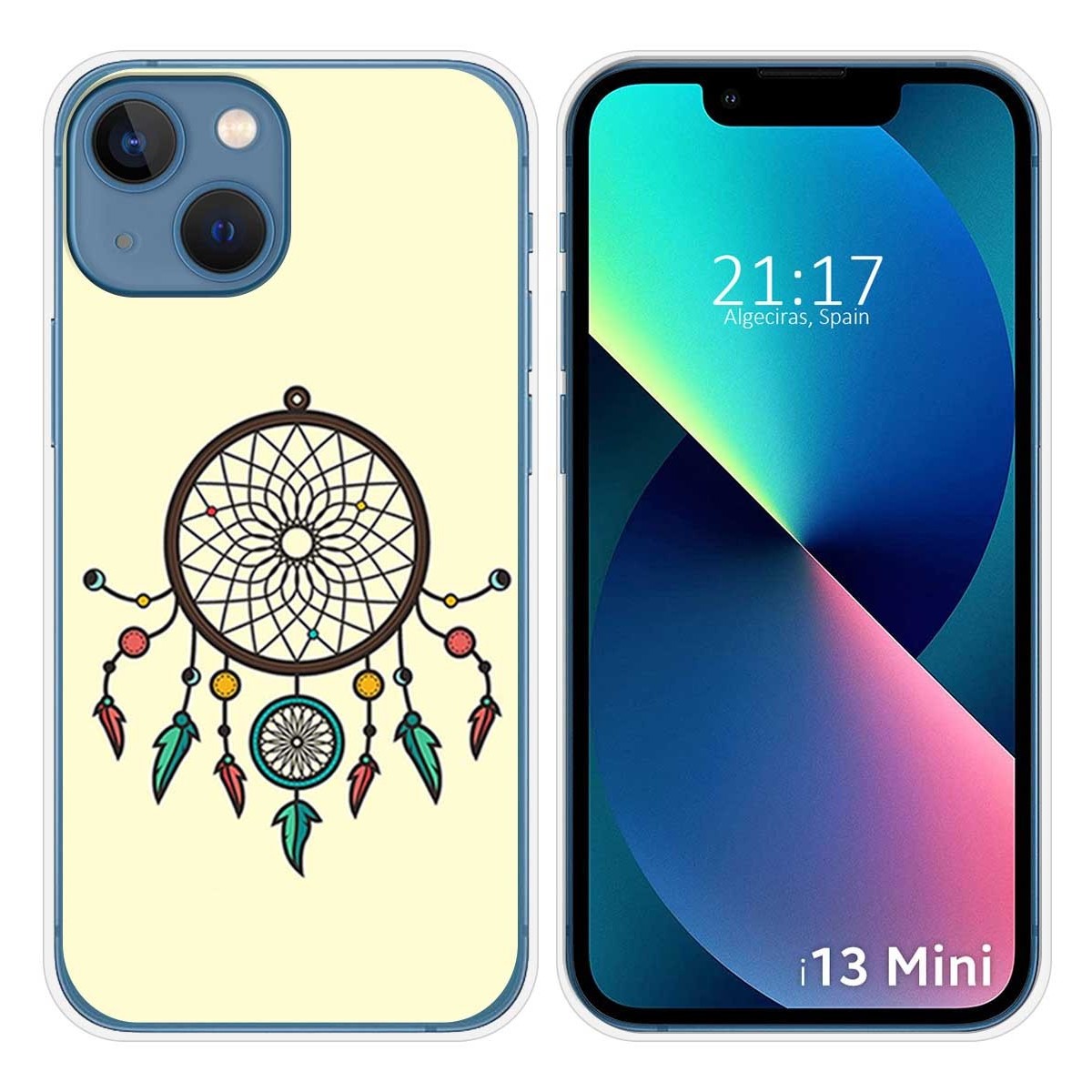 Funda Silicona compatible con iPhone 13 Mini (5.4) diseño Atrapasueños Dibujos