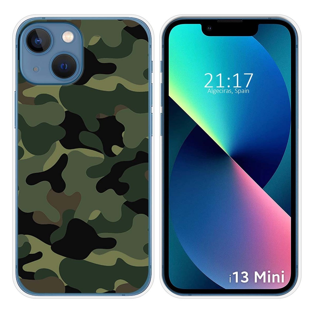 Funda Silicona compatible con iPhone 13 Mini (5.4) diseño Camuflaje Dibujos