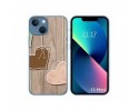 Funda Silicona compatible con iPhone 13 Mini (5.4) diseño Corazones Madera Dibujos