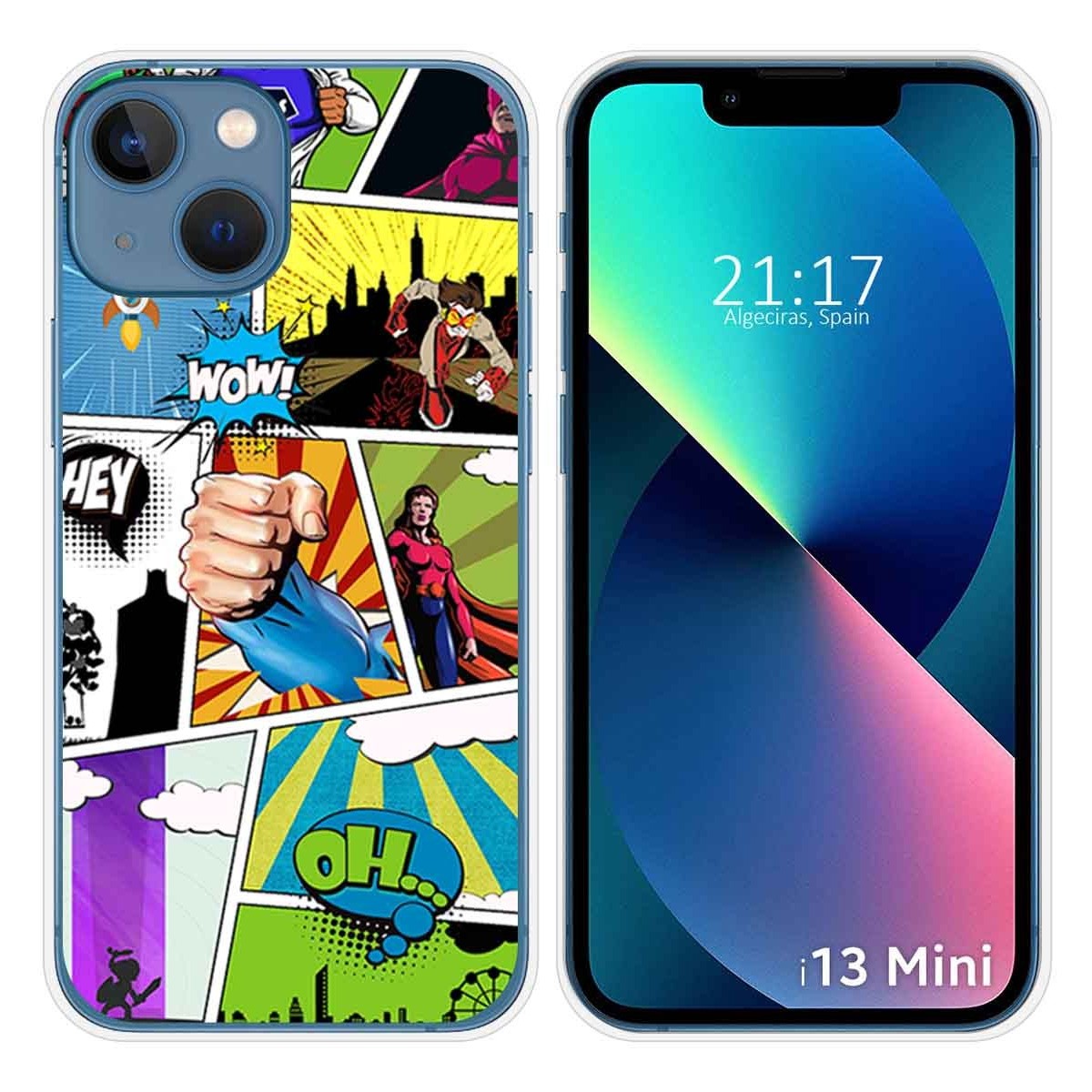 Funda Silicona compatible con iPhone 13 Mini (5.4) diseño Comic Dibujos
