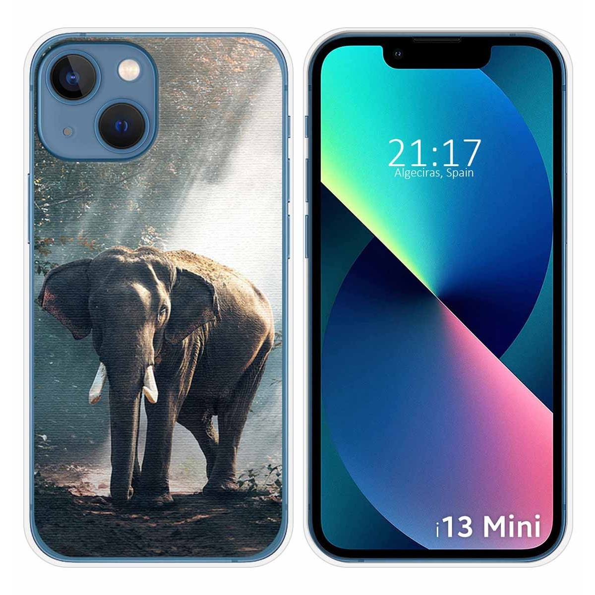 Funda Silicona compatible con iPhone 13 Mini (5.4) diseño Elefante Dibujos