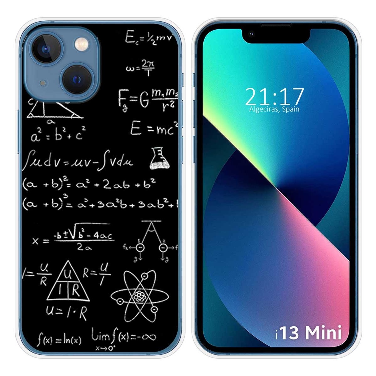 Funda Silicona compatible con iPhone 13 Mini (5.4) diseño Formulas Dibujos