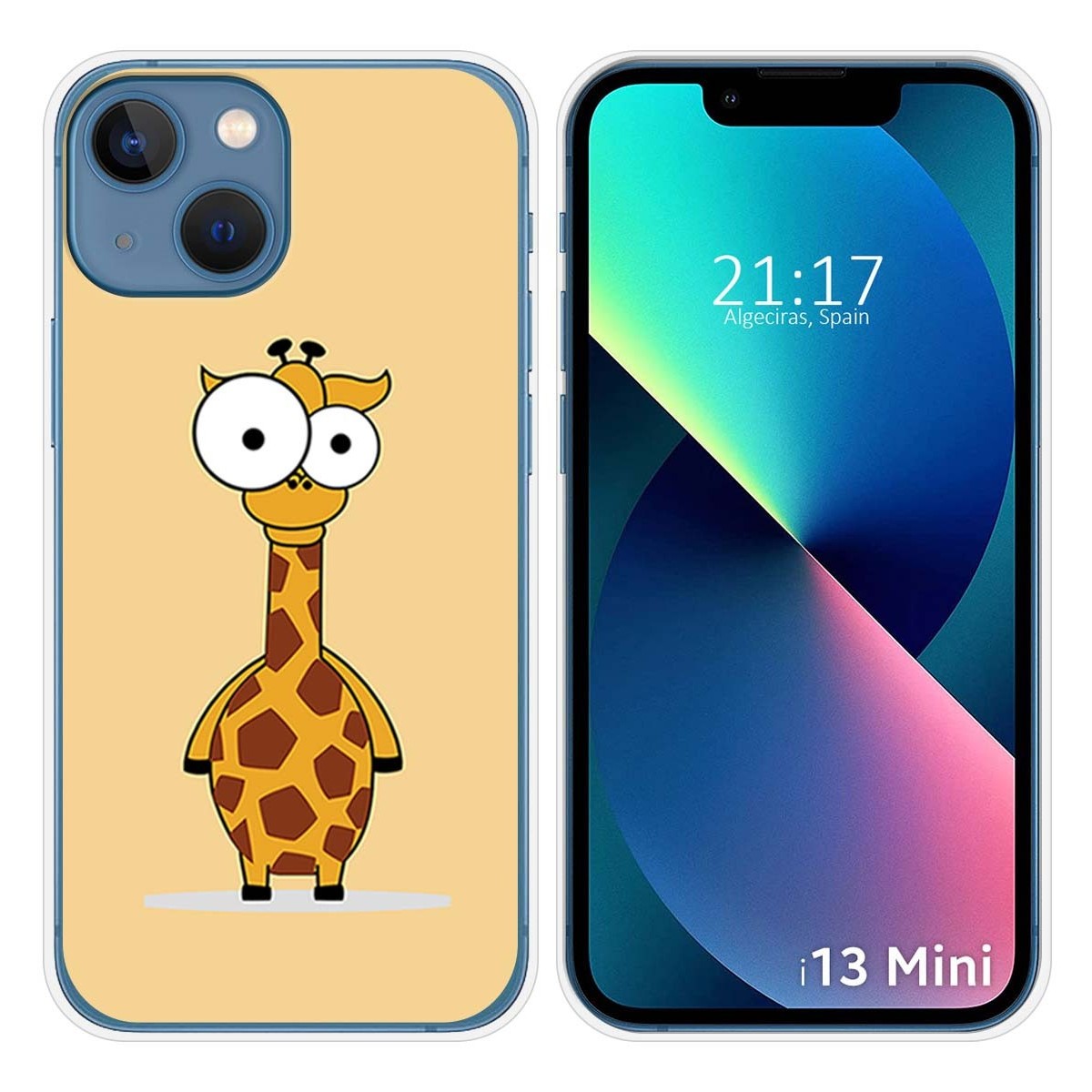 Funda Silicona compatible con iPhone 13 Mini (5.4) diseño Jirafa Dibujos