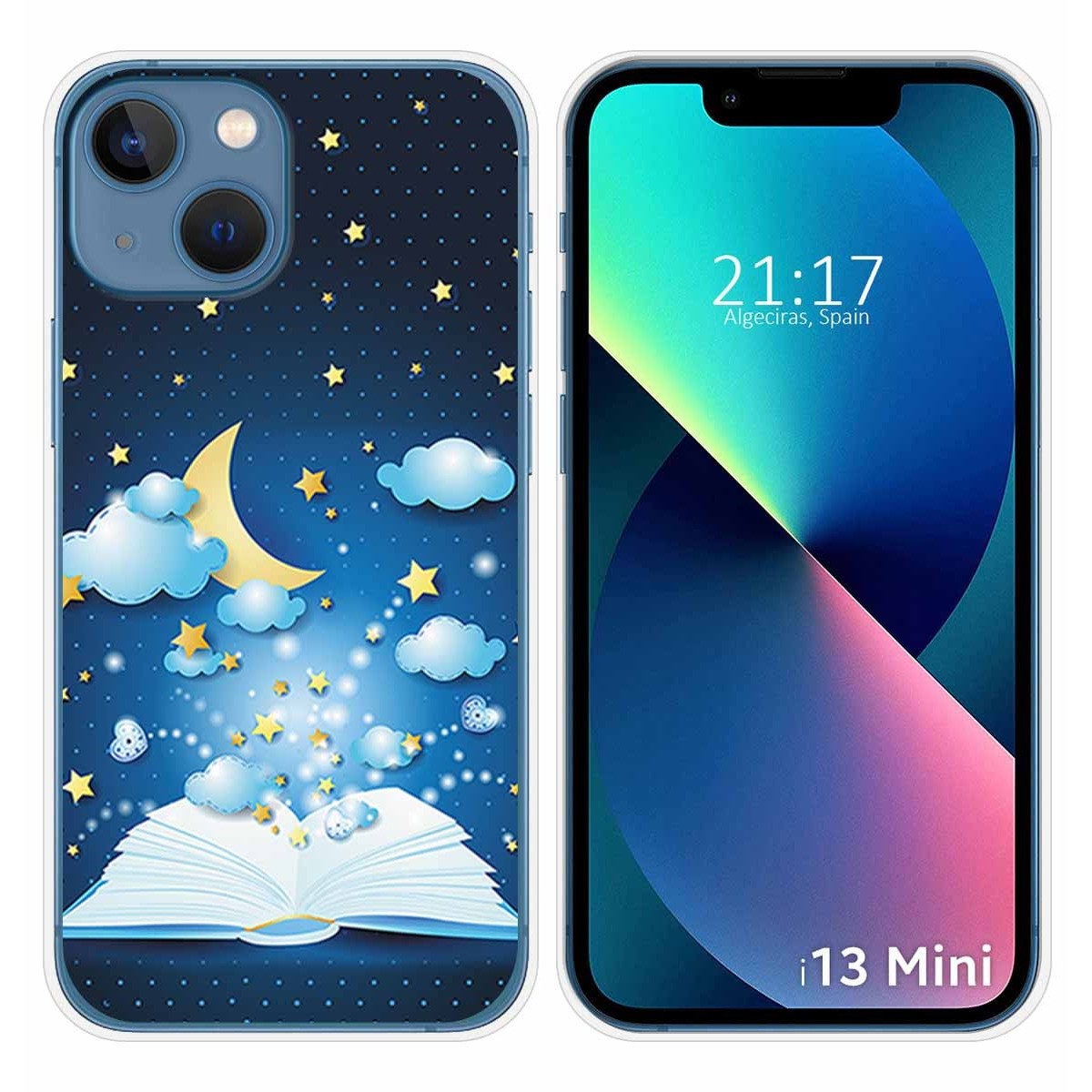 Funda Silicona compatible con iPhone 13 Mini (5.4) diseño Libro Cuentos Dibujos