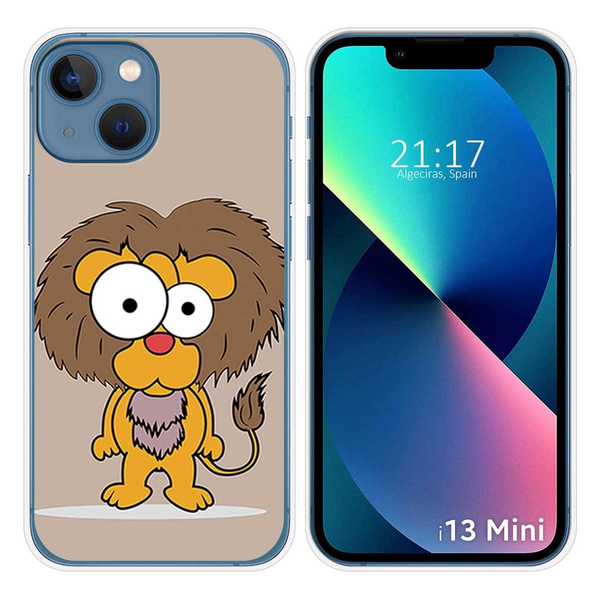 Funda Silicona compatible con iPhone 13 Mini (5.4) diseño Leon Dibujos