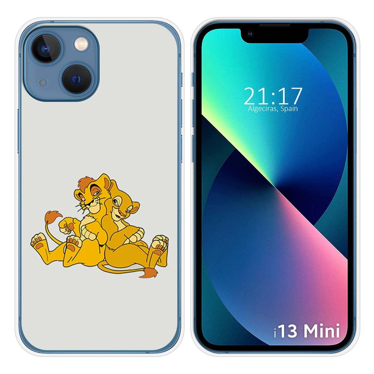 Funda Silicona compatible con iPhone 13 Mini (5.4) diseño Leones Dibujos