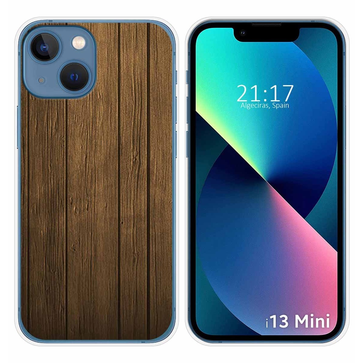 Funda Silicona compatible con iPhone 13 Mini (5.4) diseño Madera Dibujos