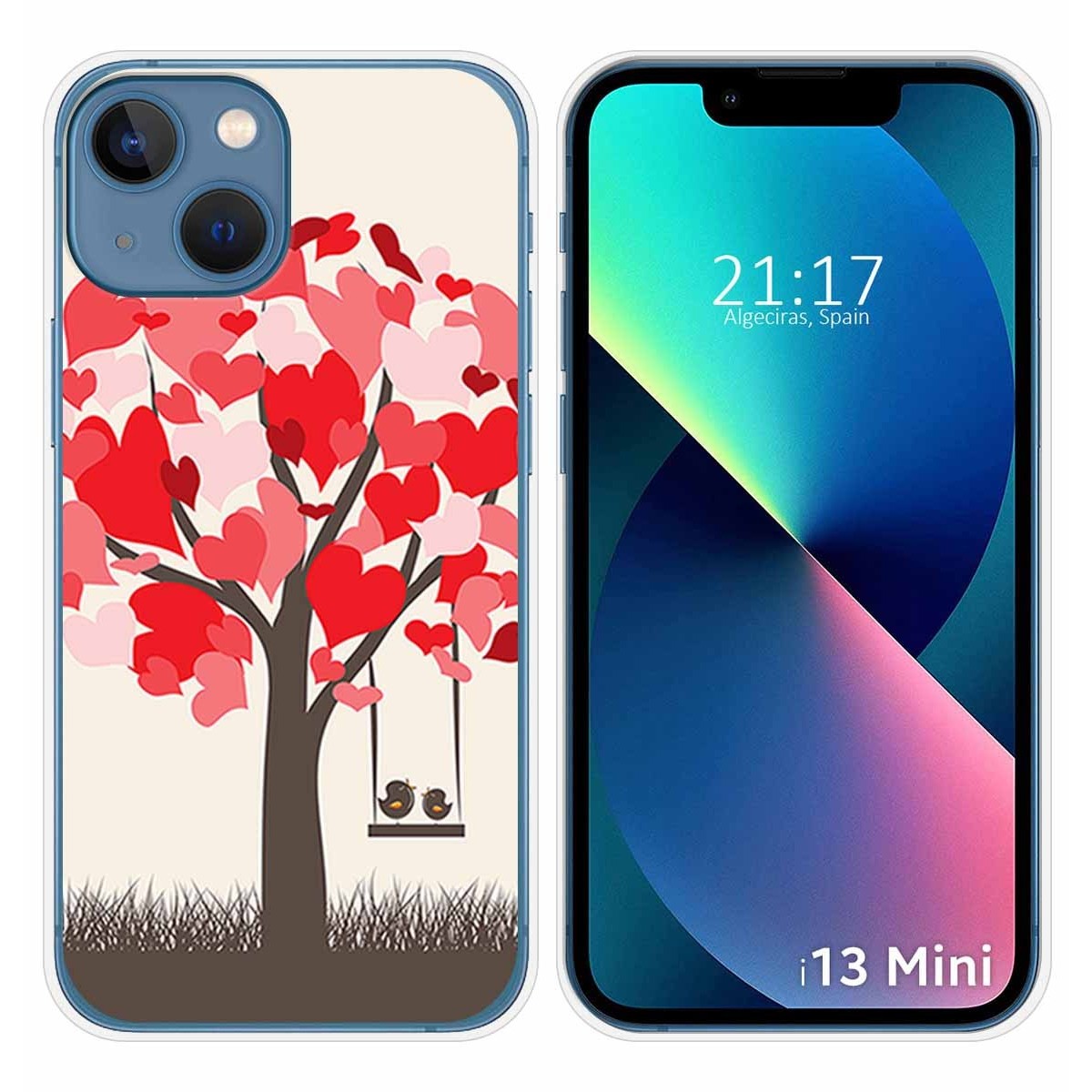 Funda Silicona compatible con iPhone 13 Mini (5.4) diseño Pajaritos Dibujos