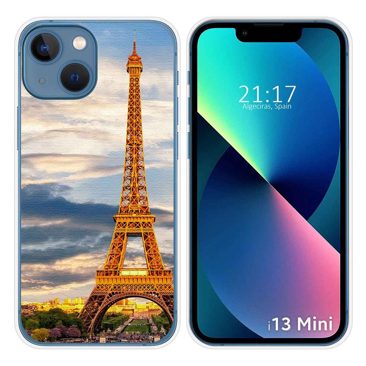 Funda Silicona compatible con iPhone 13 Mini (5.4) diseño Paris Dibujos