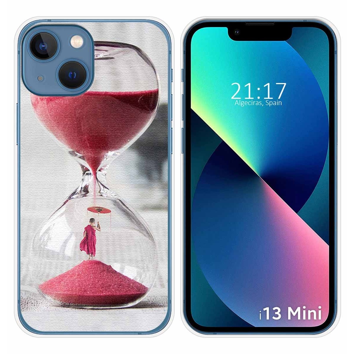 Funda Silicona compatible con iPhone 13 Mini (5.4) diseño Reloj Dibujos