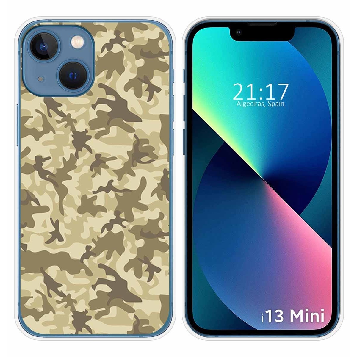 Funda Silicona compatible con iPhone 13 Mini (5.4) diseño Sand Camuflaje Dibujos