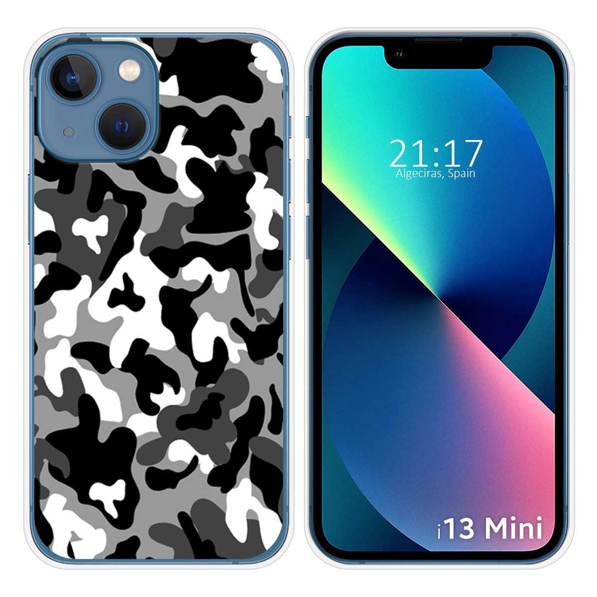 Funda Silicona compatible con iPhone 13 Mini (5.4) diseño Snow Camuflaje Dibujos