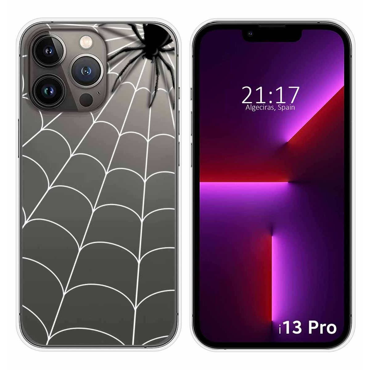 Funda Silicona Transparente compatible con iPhone 13 Pro (6.1) diseño Araña Dibujos
