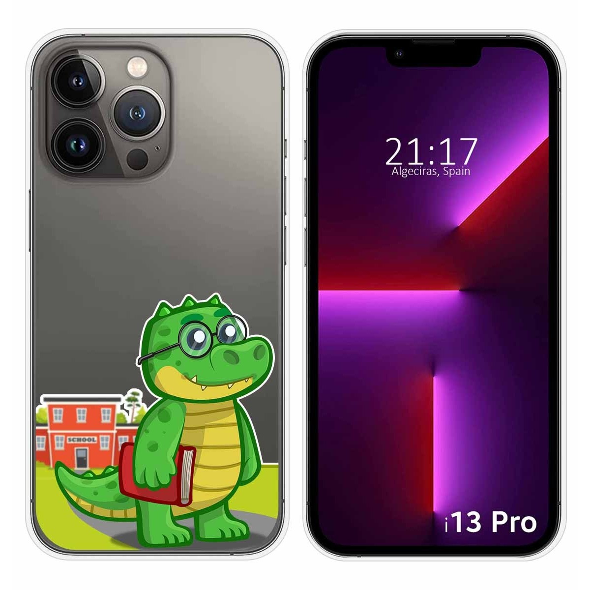 Funda Silicona Transparente compatible con iPhone 13 Pro (6.1) diseño Coco Dibujos