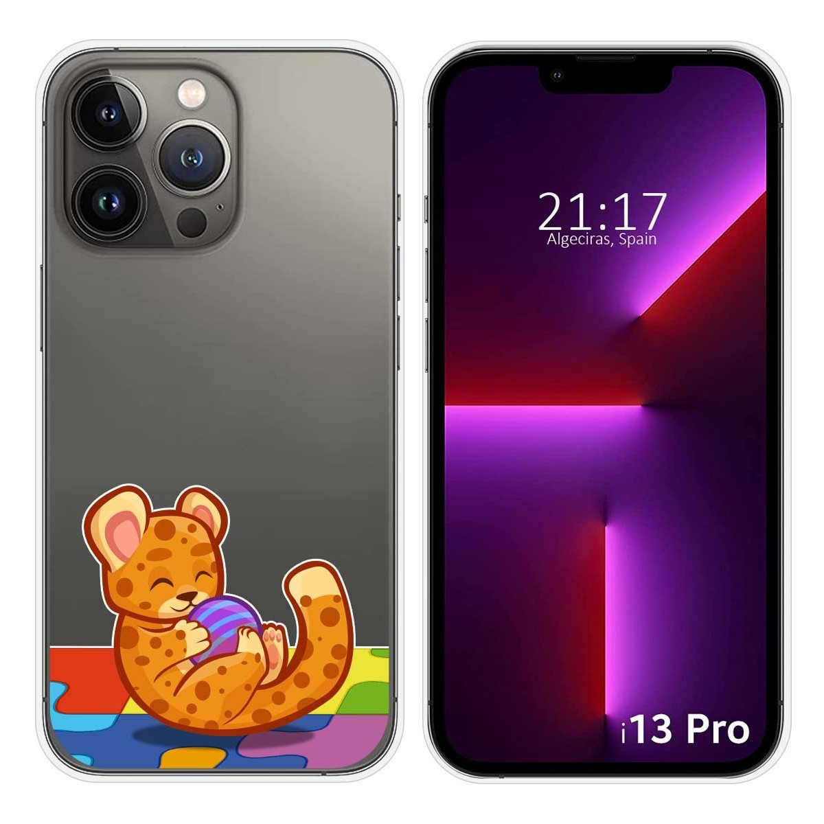 Funda Silicona Transparente compatible con iPhone 13 Pro (6.1) diseño Leopardo Dibujos