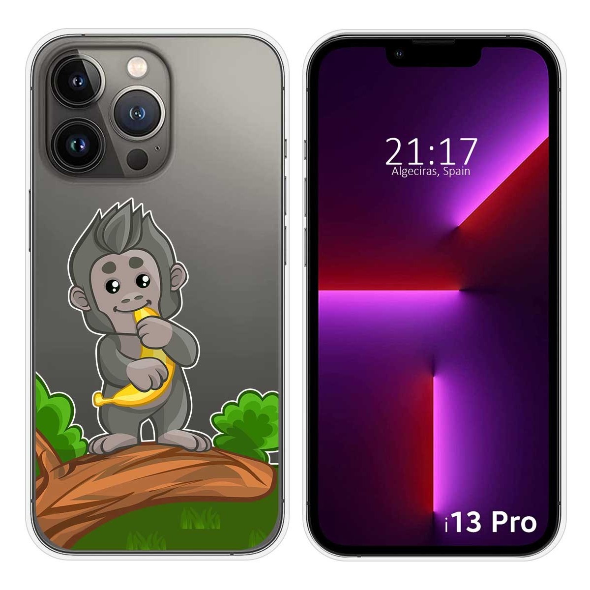 Funda Silicona Transparente compatible con iPhone 13 Pro (6.1) diseño Mono Dibujos