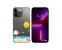 Funda Silicona Transparente compatible con iPhone 13 Pro (6.1) diseño Playa Dibujos