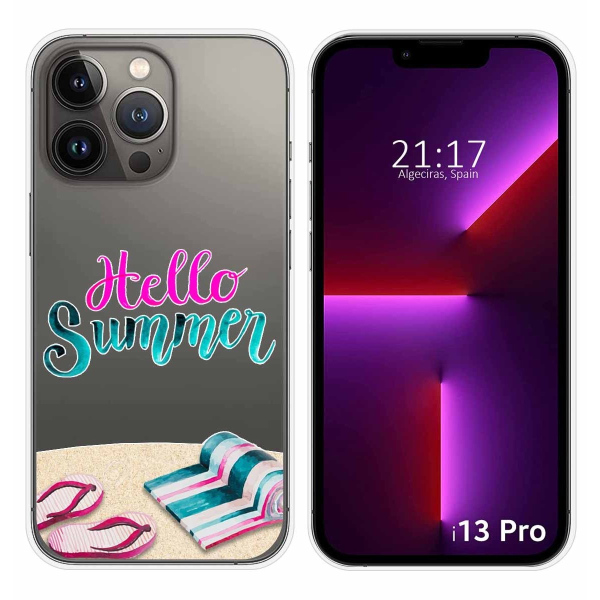 Funda Silicona Transparente compatible con iPhone 13 Pro (6.1) diseño Summer Dibujos