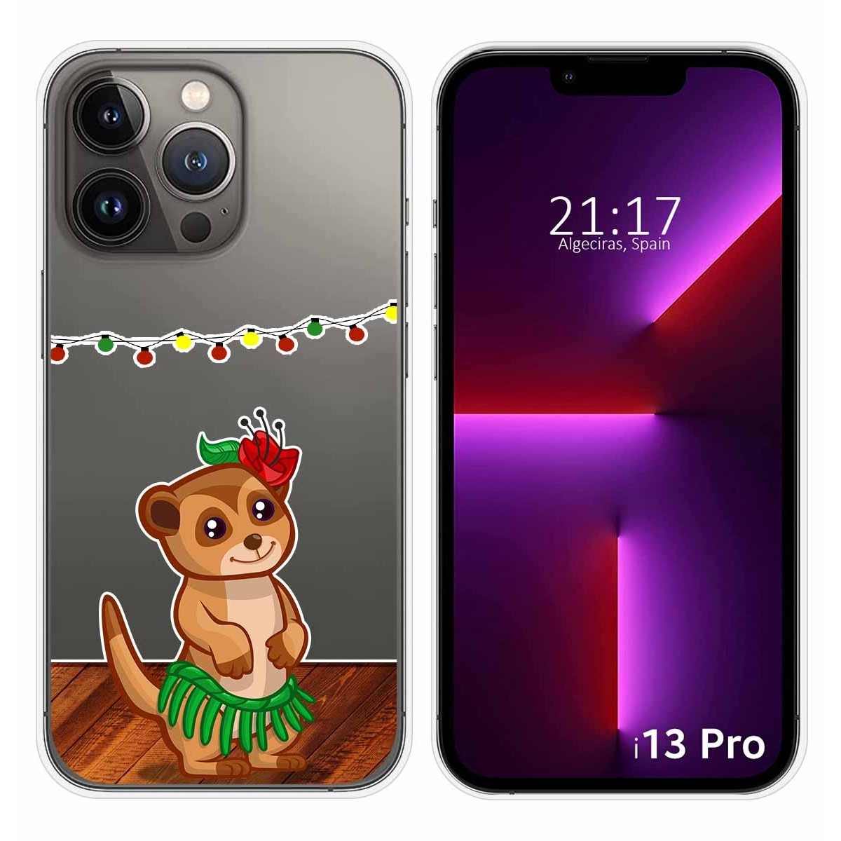 Funda Silicona Transparente compatible con iPhone 13 Pro (6.1) diseño Suricata Dibujos