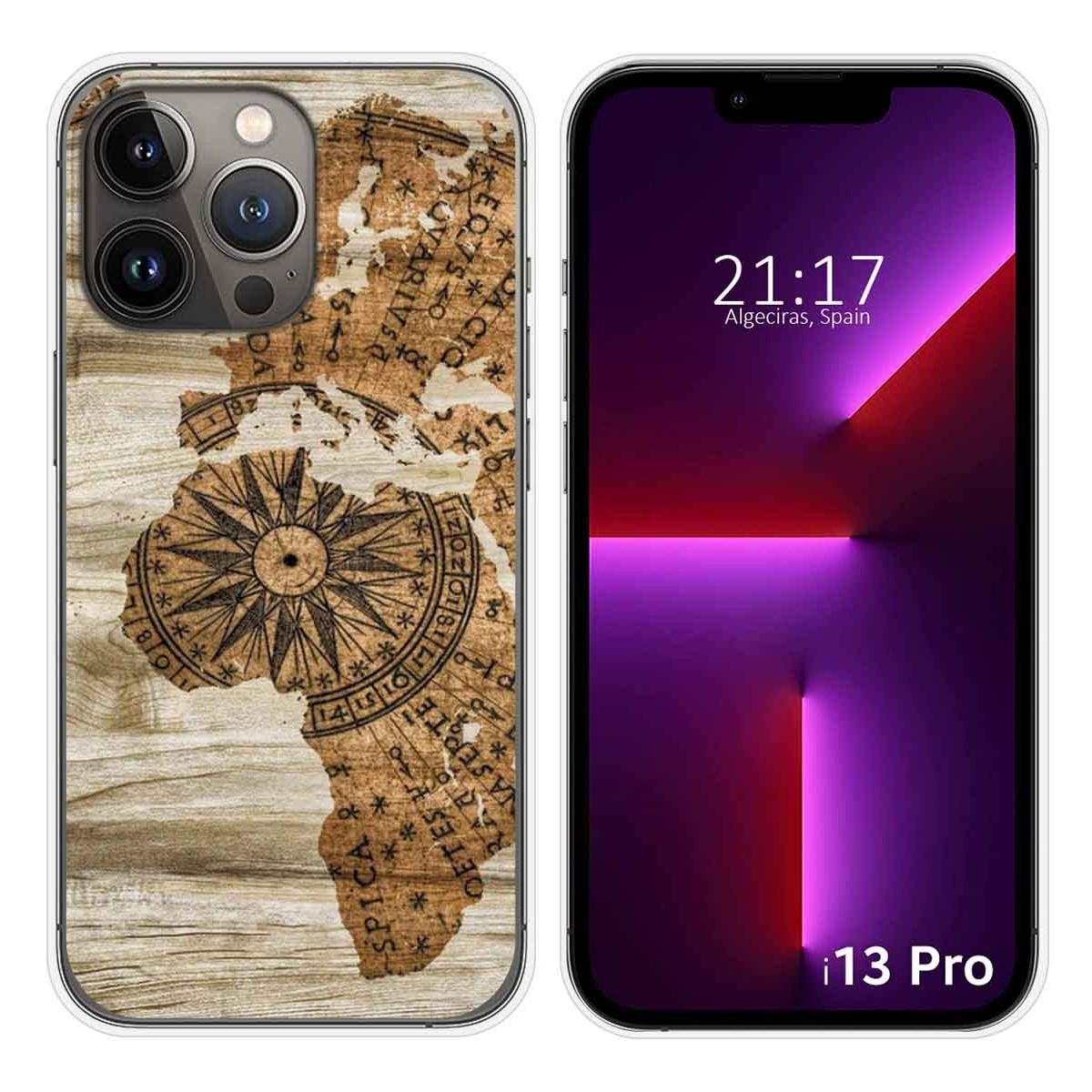 Funda Silicona compatible con iPhone 13 Pro (6.1) diseño Madera 07 Dibujos