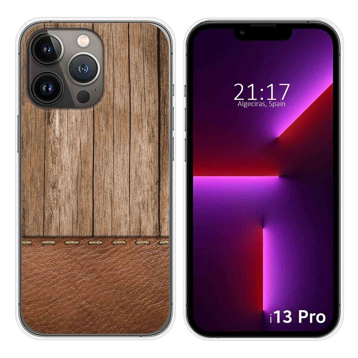 Funda Silicona compatible con iPhone 13 Pro (6.1) diseño Madera 09 Dibujos