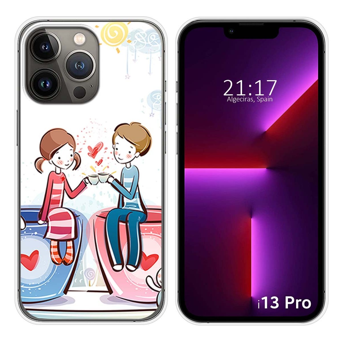 Funda Silicona compatible con iPhone 13 Pro (6.1) diseño Café Dibujos