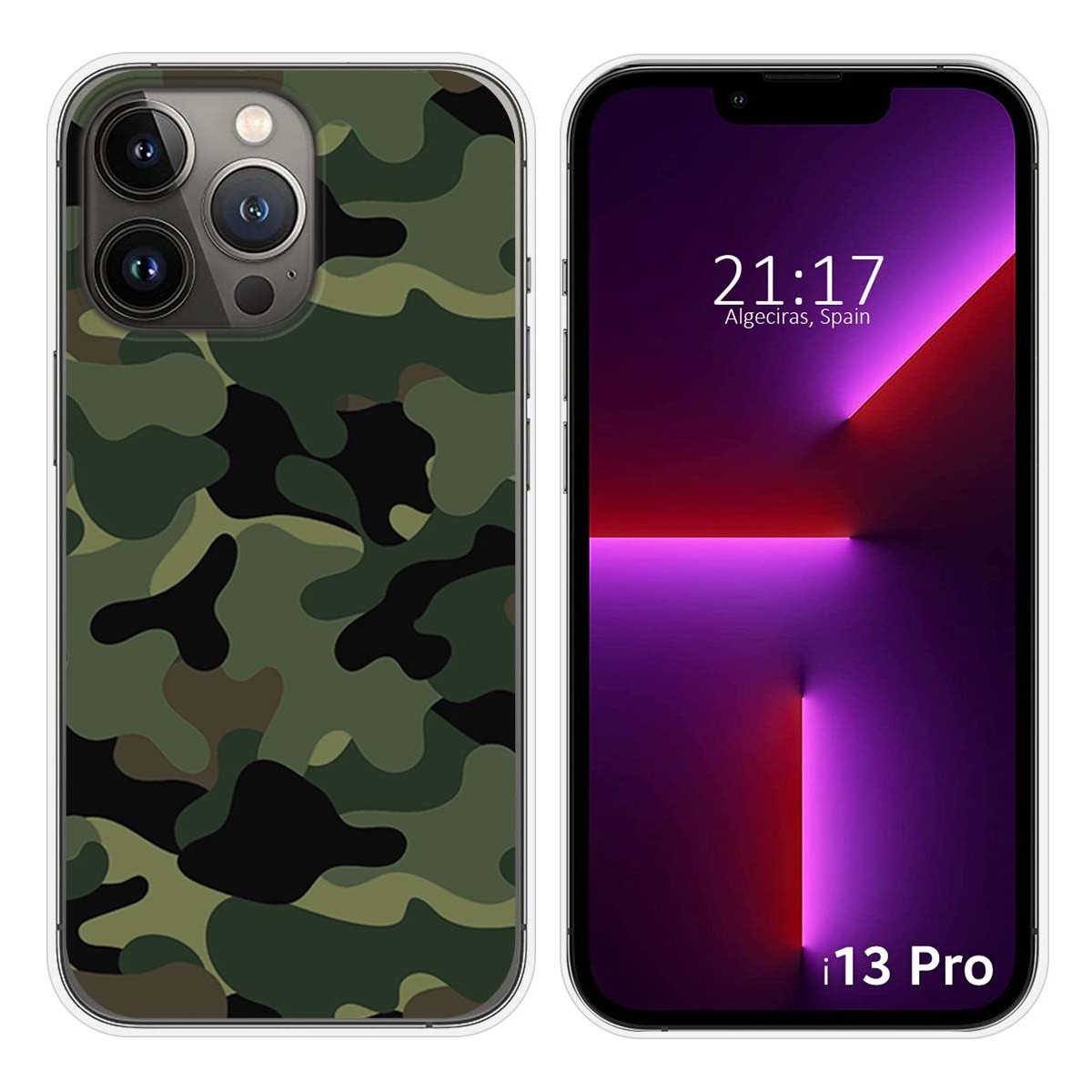 Funda Silicona compatible con iPhone 13 Pro (6.1) diseño Camuflaje Dibujos