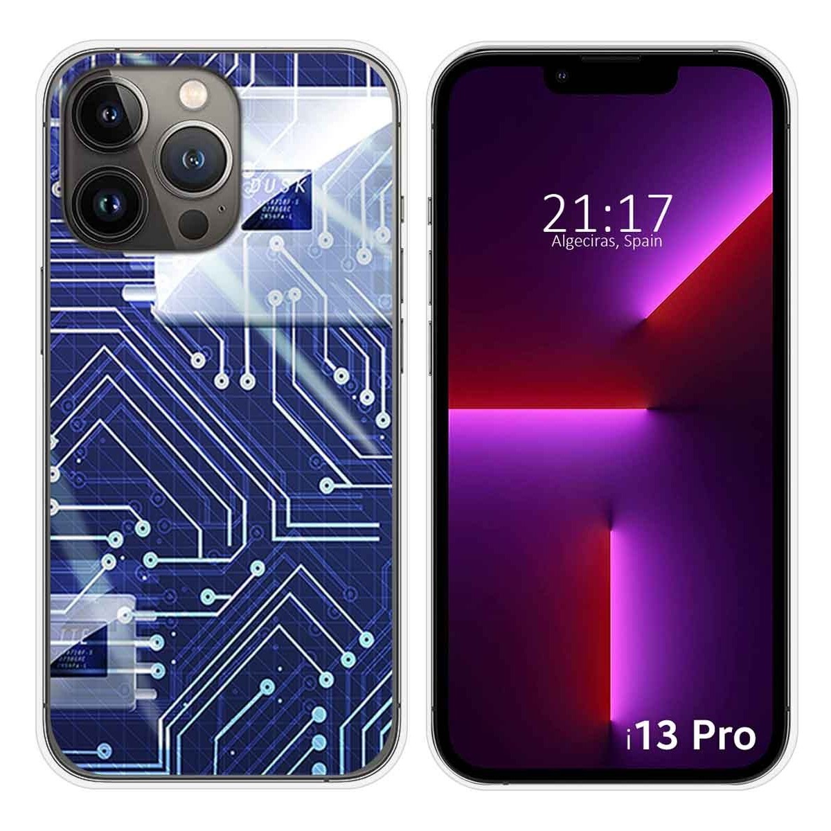 Funda Silicona compatible con iPhone 13 Pro (6.1) diseño Circuito Dibujos