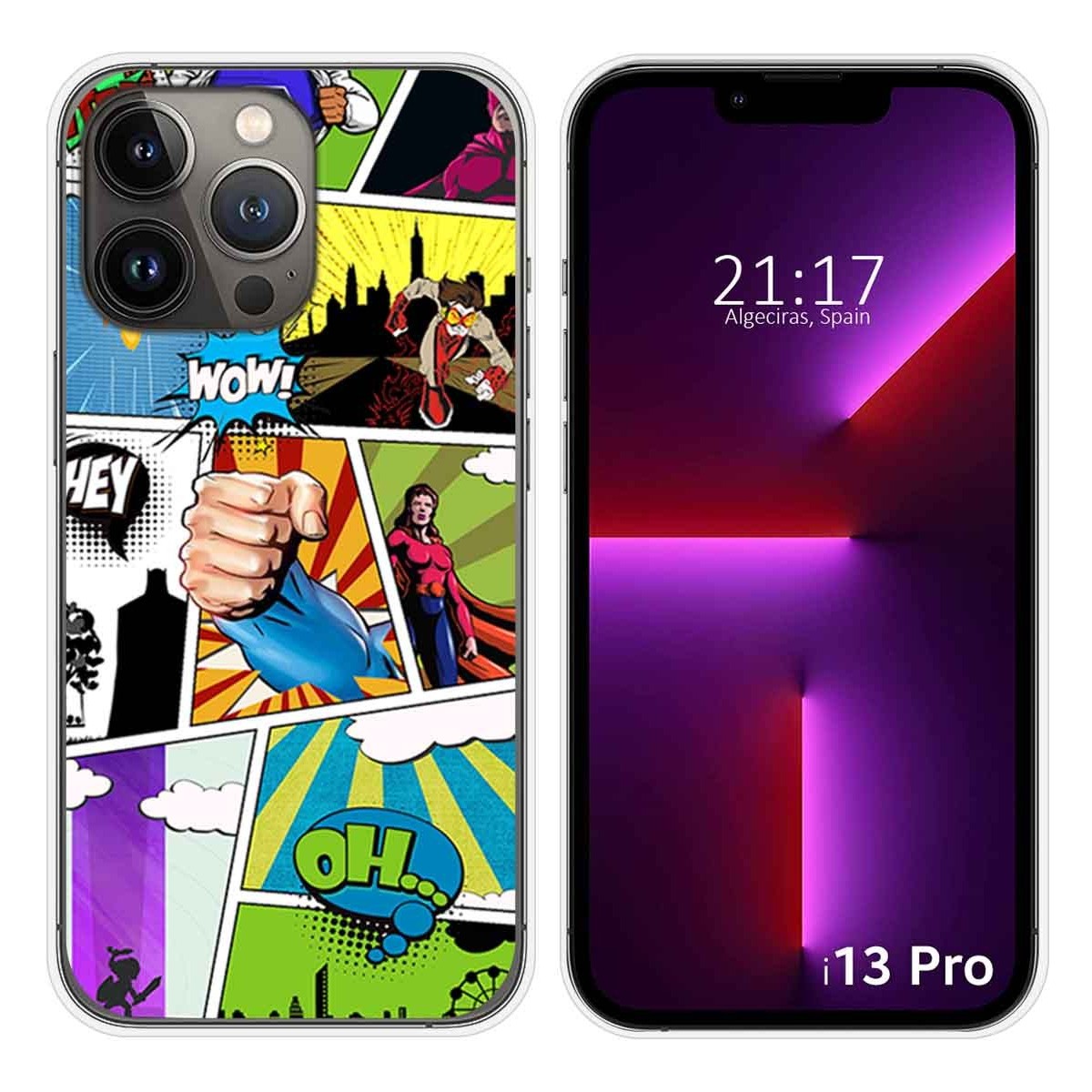 Funda Silicona compatible con iPhone 13 Pro (6.1) diseño Comic Dibujos