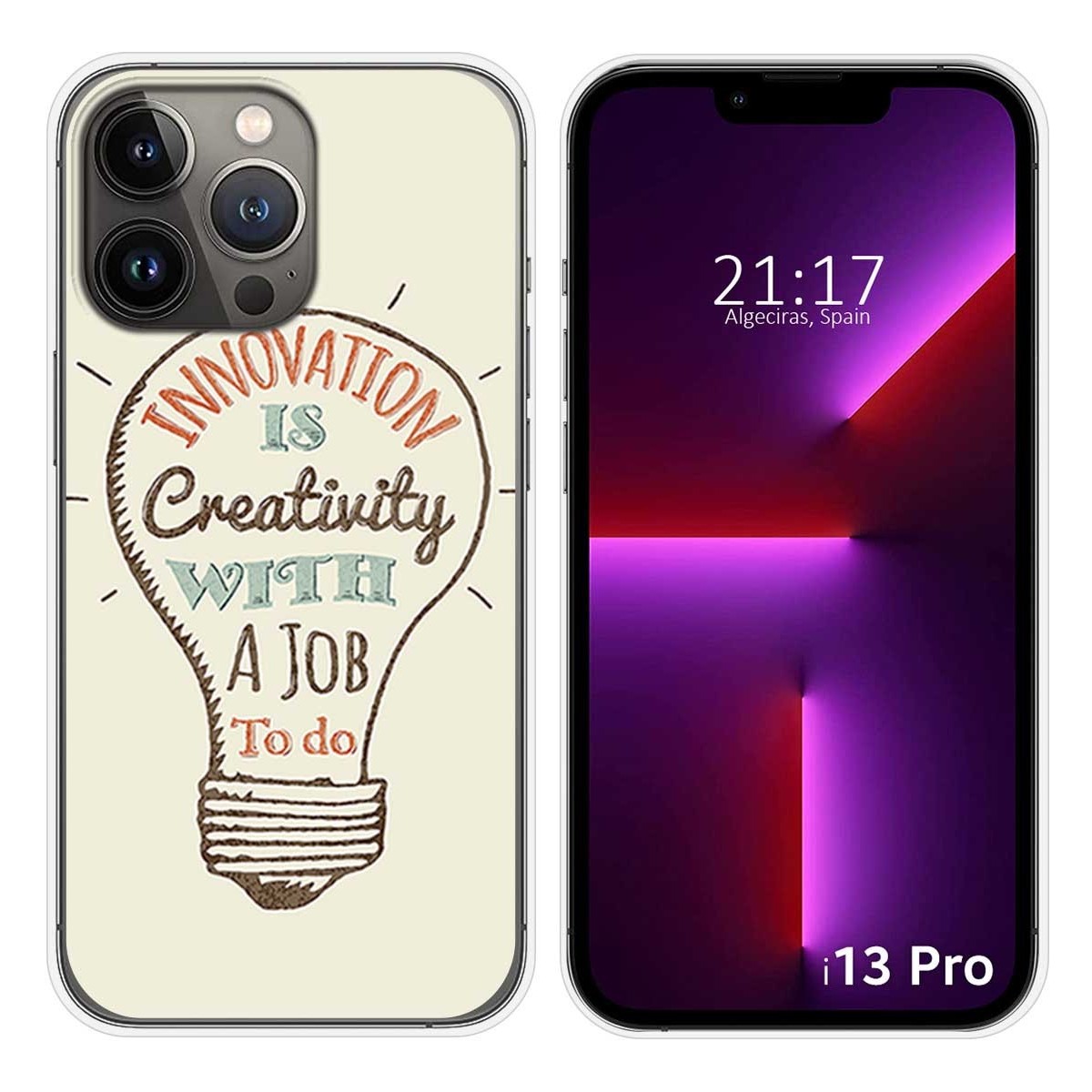Funda Silicona compatible con iPhone 13 Pro (6.1) diseño Creativity Dibujos