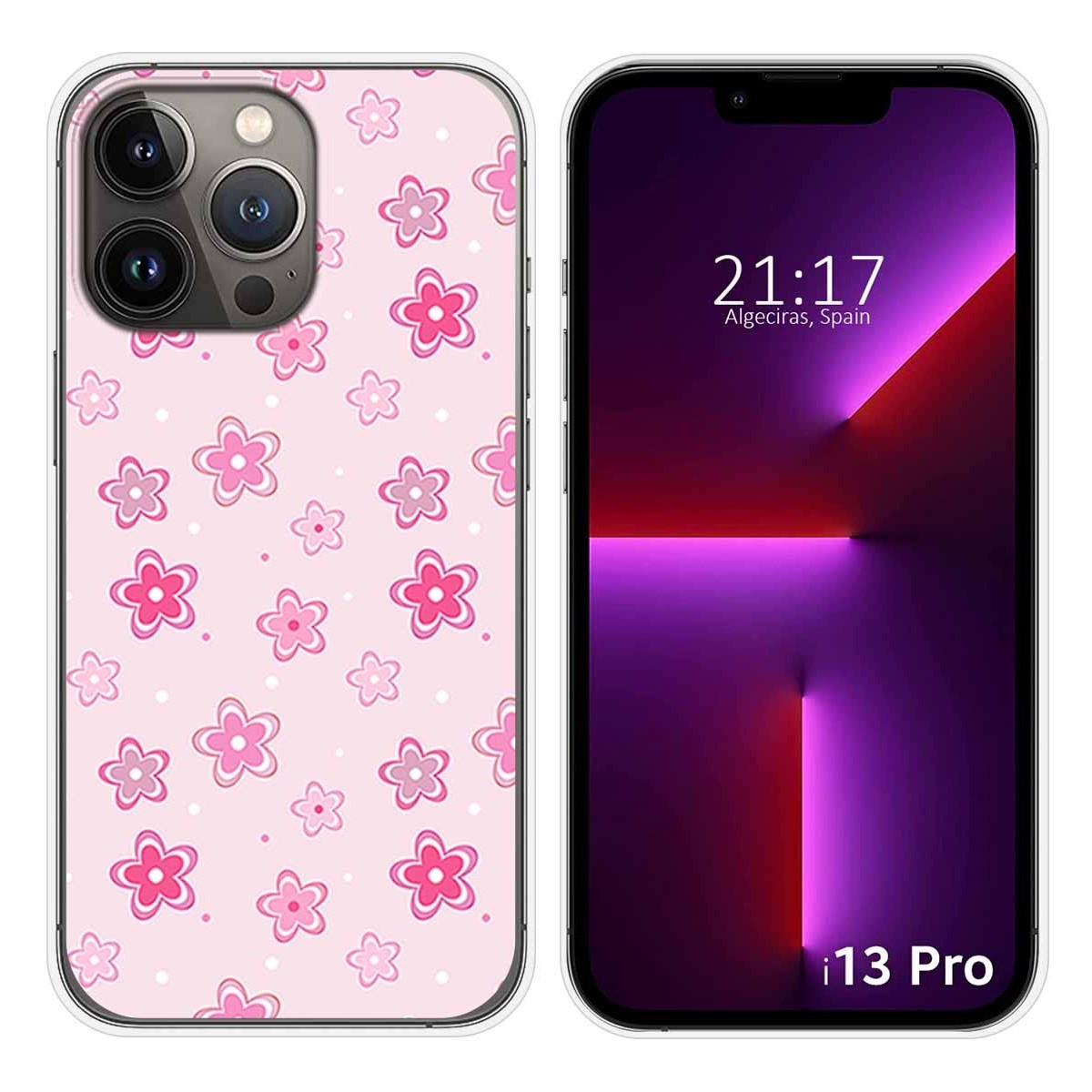 Funda Silicona compatible con iPhone 13 Pro (6.1) diseño Flores Dibujos