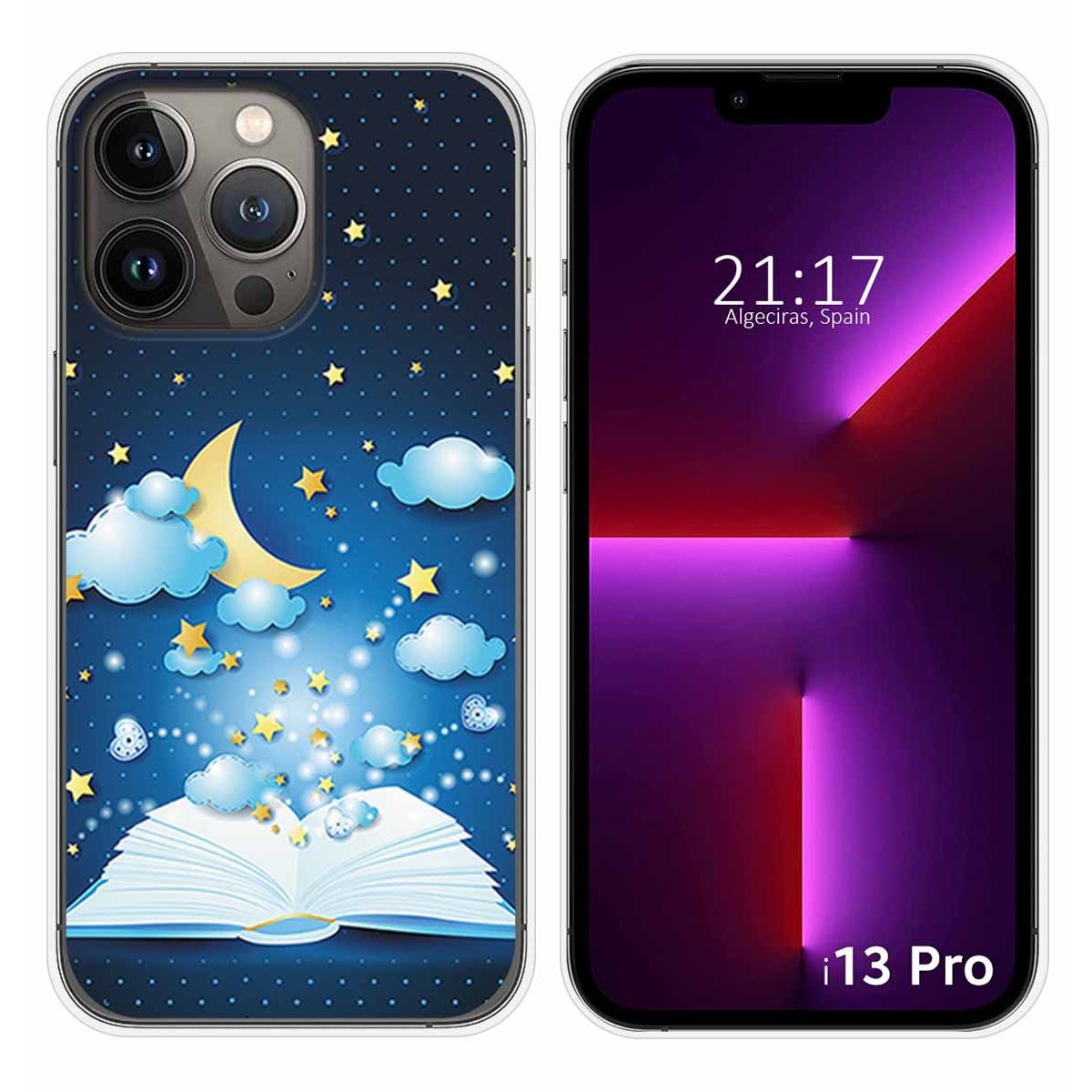 Funda Silicona compatible con iPhone 13 Pro (6.1) diseño Libro Cuentos Dibujos