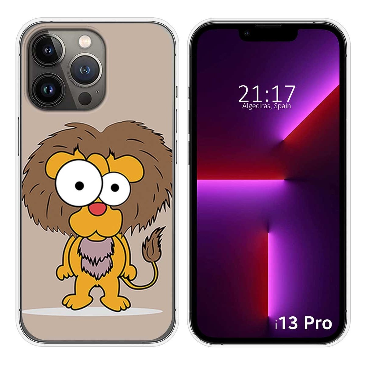 Funda Silicona compatible con iPhone 13 Pro (6.1) diseño Leon Dibujos