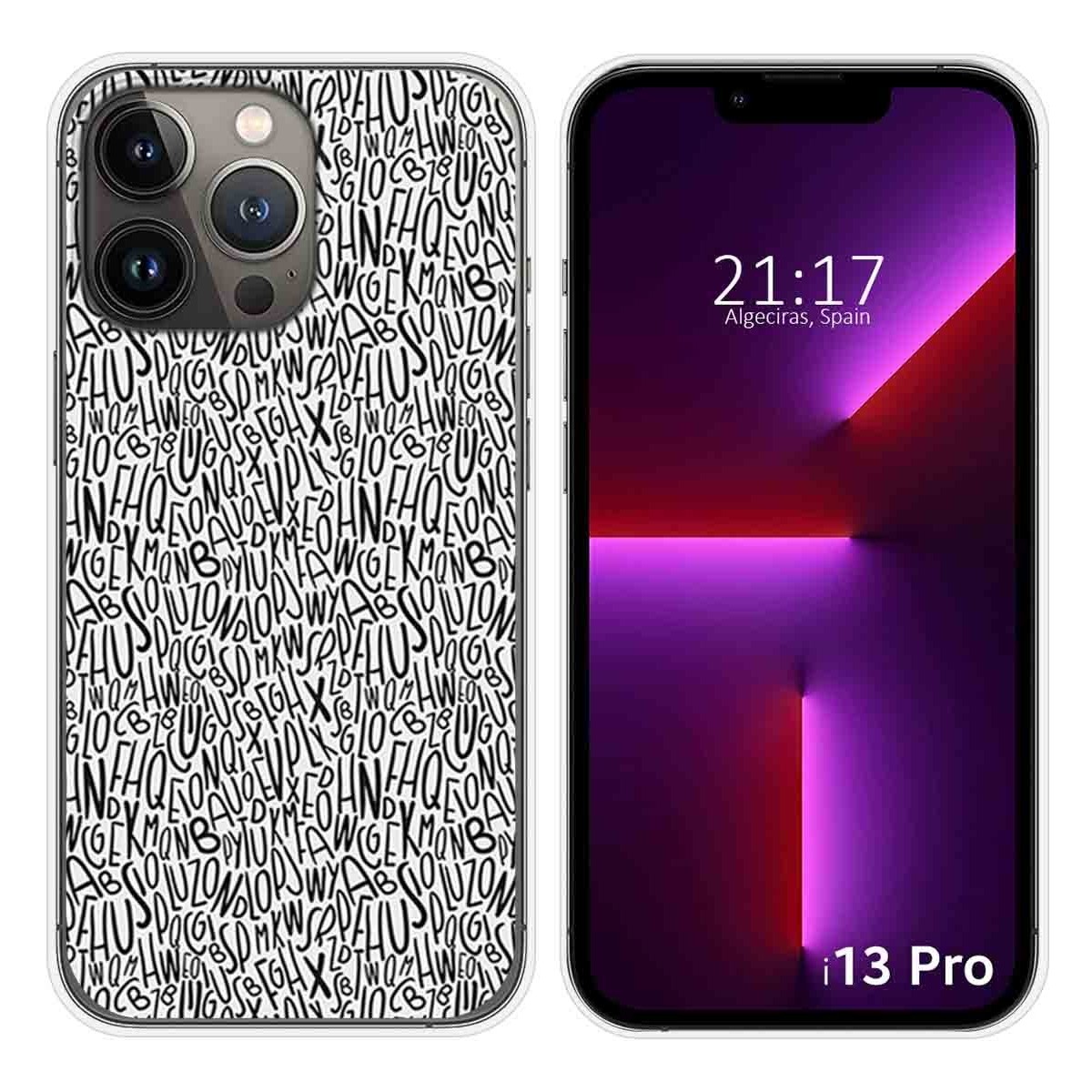Funda Silicona compatible con iPhone 13 Pro (6.1) diseño Letras Dibujos