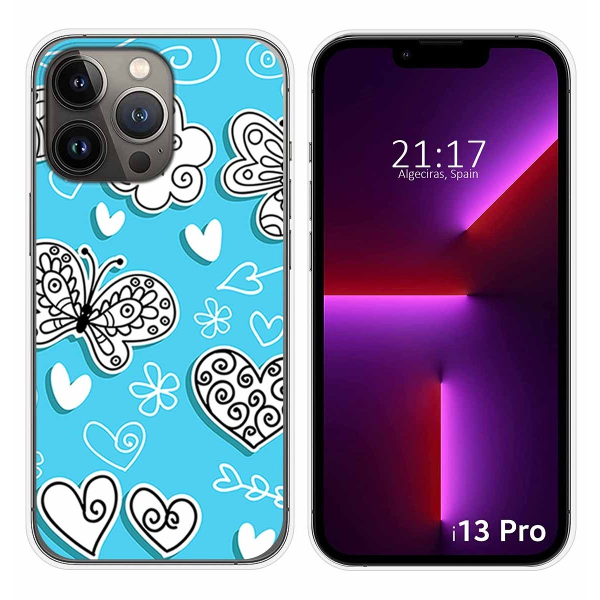 Funda Silicona compatible con iPhone 13 Pro (6.1) diseño Mariposas Dibujos