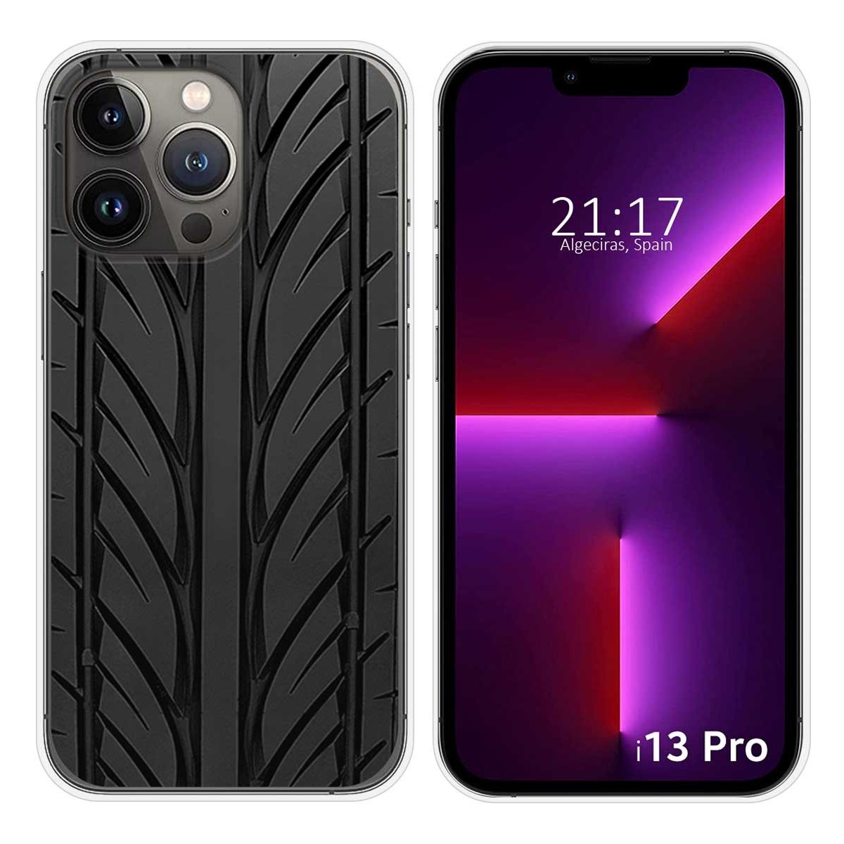 Funda Silicona compatible con iPhone 13 Pro (6.1) diseño Neumatico Dibujos