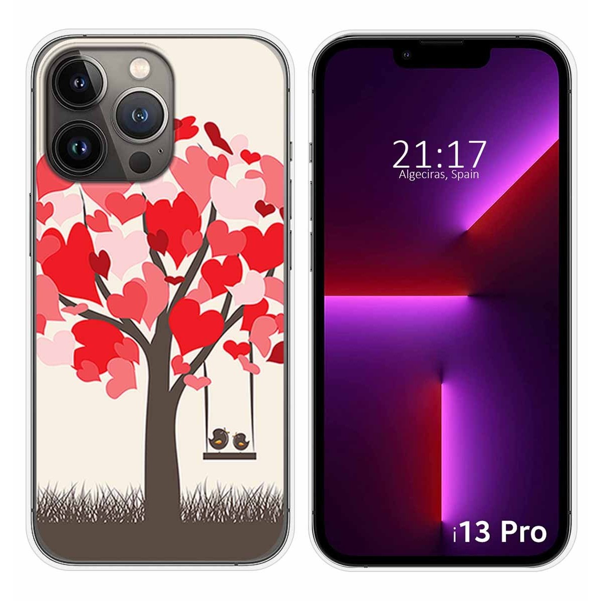 Funda Silicona compatible con iPhone 13 Pro (6.1) diseño Pajaritos Dibujos