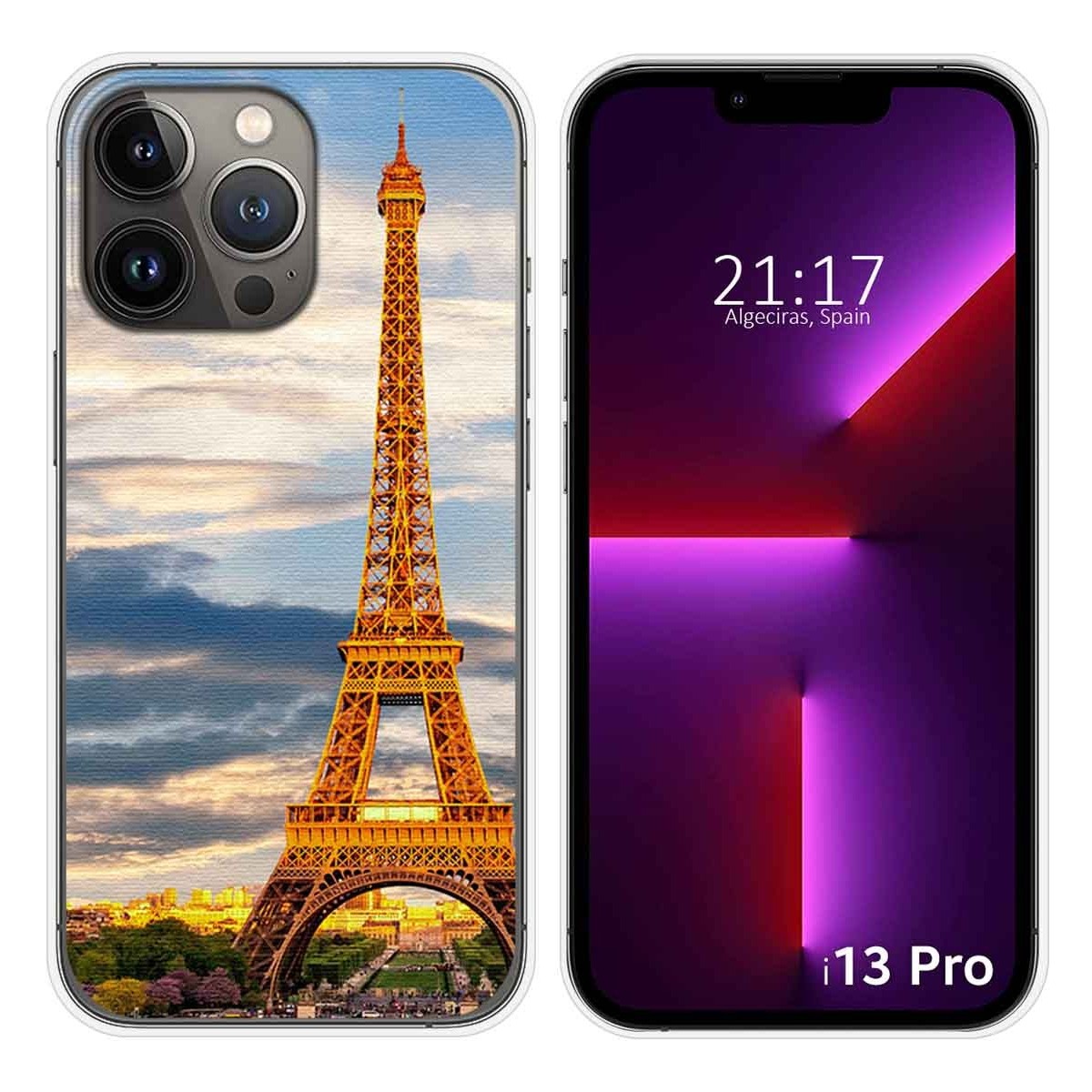 Funda Silicona compatible con iPhone 13 Pro (6.1) diseño Paris Dibujos