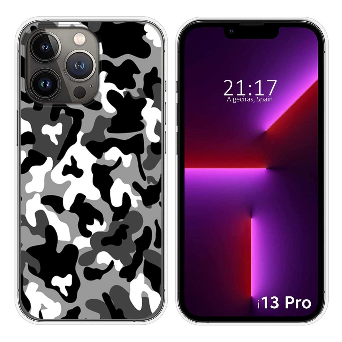 Funda Silicona compatible con iPhone 13 Pro (6.1) diseño Snow Camuflaje Dibujos