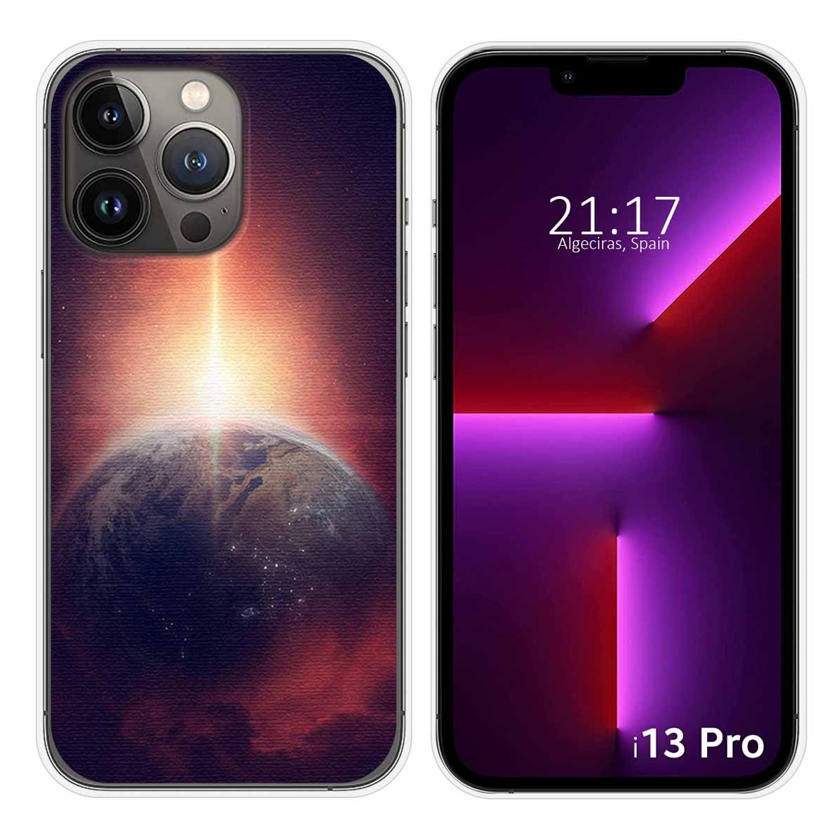 Funda Silicona compatible con iPhone 13 Pro (6.1) diseño Tierra Dibujos